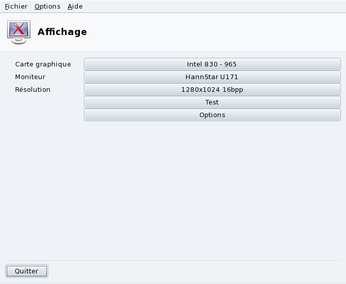 Fenêtre principale de XFdrake