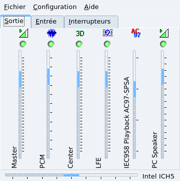 Fenêtre principale de KMix